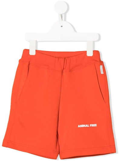 Shop Save The Duck Logo-print Cotton Track Shorts In Orange