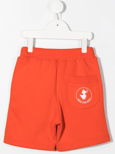Shop Save The Duck Logo-print Cotton Track Shorts In Orange