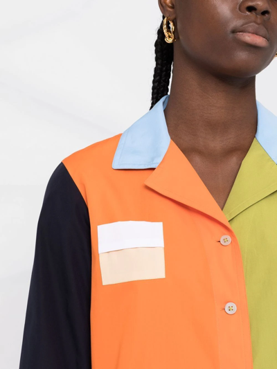 Shop Marni Colour-block Long-sleeve Shirt In Blue