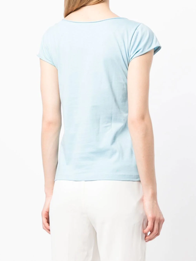 Shop Agnès B. Heart-print Cotton T-shirt In Blue