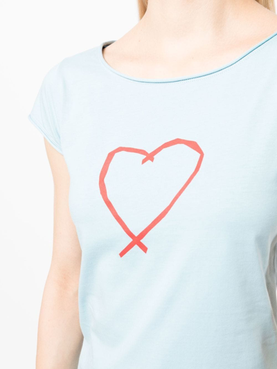 Shop Agnès B. Heart-print Cotton T-shirt In Blue