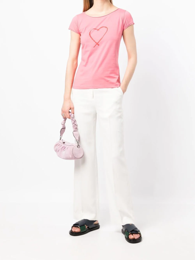 Shop Agnès B. Heart-print Cotton T-shirt In Pink