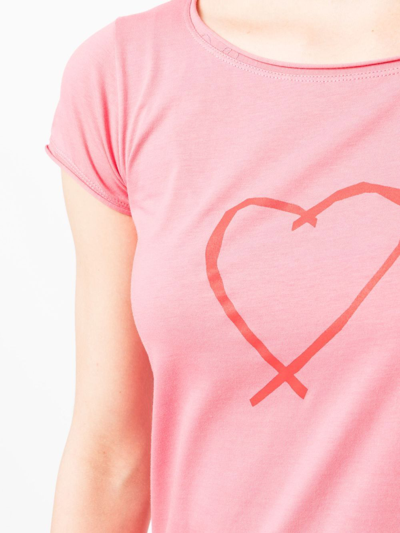 Shop Agnès B. Heart-print Cotton T-shirt In Pink