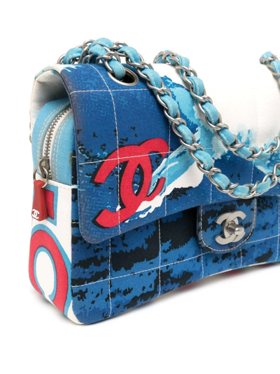 Pre-owned Chanel 2002 Surf Line Shoulder Bag In Blue