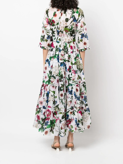 Shop Samantha Sung Floral-print Belted Dress In White