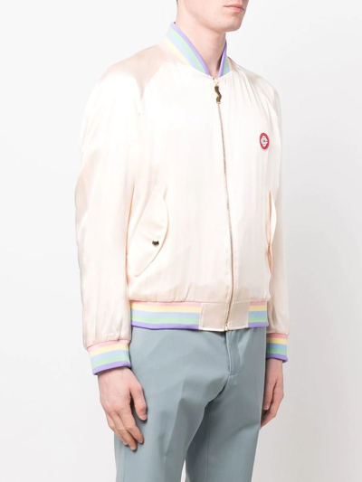 Casablanca Souvenir Masao San Silk Bomber Jacket In Neutrals