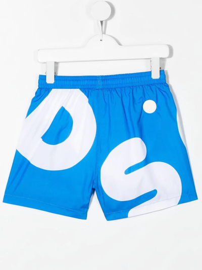 Shop Gcds Logo-print Swim Shorts In Blue