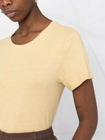 Shop Baserange Round Neck Short-sleeved Silk Top In Neutrals