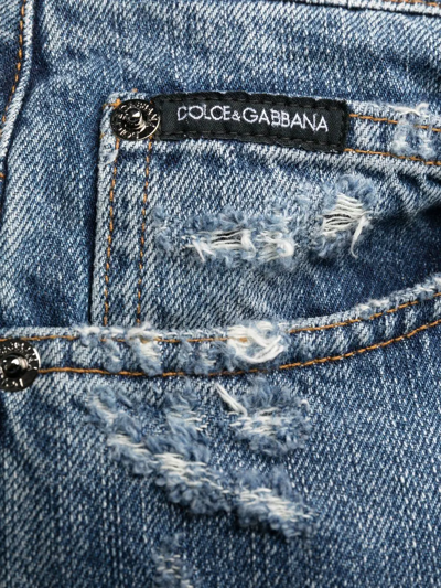 Shop Dolce & Gabbana Logo-plaque Denim Jeans In Blue