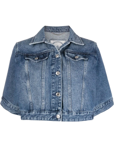 Shop Michael Michael Kors Short-sleeved Denim Jacket In Blue
