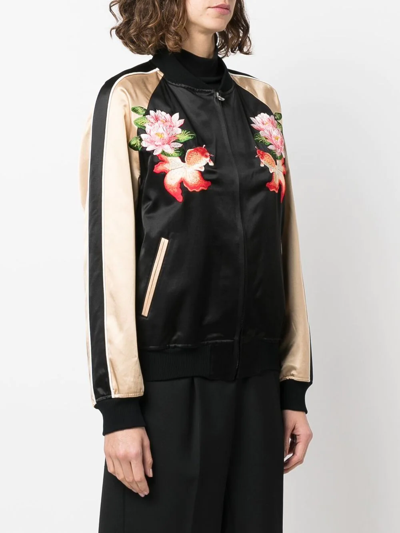 Shop Junya Watanabe Floral-embroidered Bomber Jacket In Black