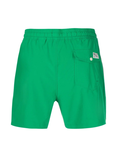 Shop Polo Ralph Lauren Embroidered Logo Swimming Shorts In Green