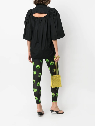 Shop Undercover Apple-print Cotton Leggings In Black