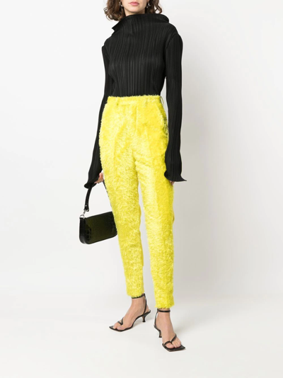 Undercover Textured High-waisted Trousers In Yellow