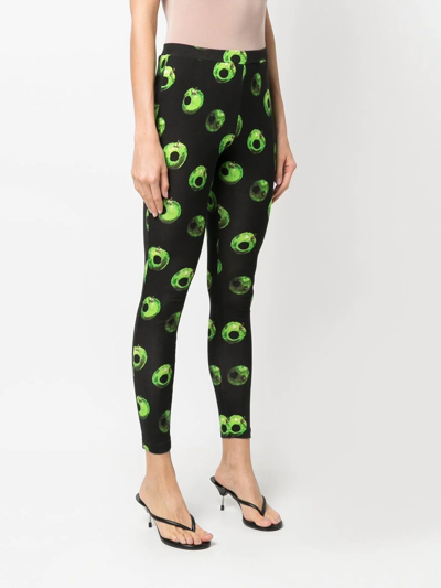 Shop Undercover Apple-print Cotton Leggings In Black