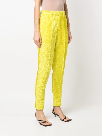 Shop Undercover Textured High-waisted Trousers In Yellow