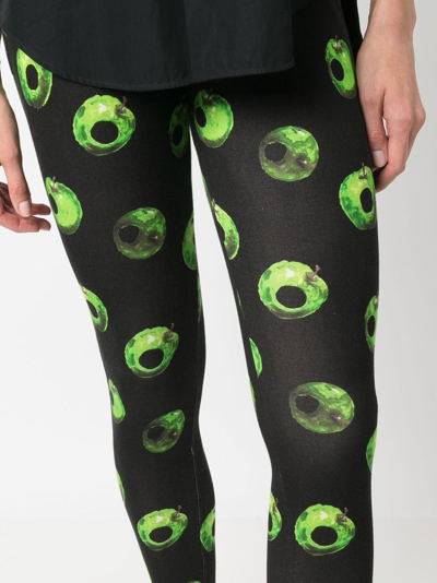 Shop Undercover Apple-print Cotton Leggings In Black