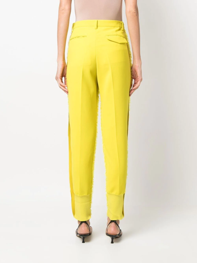 Undercover Textured High-waisted Trousers In Yellow