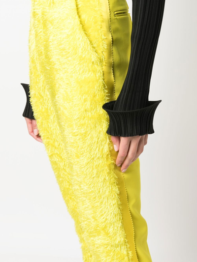 Undercover Textured High-waisted Trousers In Yellow