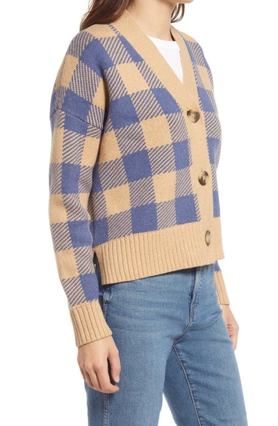 Madewell Bayberry Buffalo Check Cardigan In Heather Sand | ModeSens
