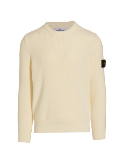 Shop Stone Island Ribbed Crewneck Sweater In Natural