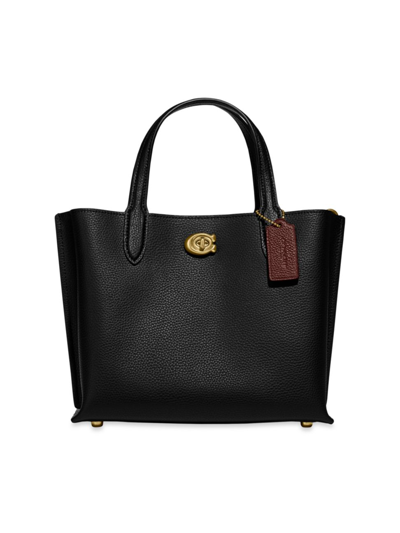Shop Coach Women's Willow Pebble Leather Tote In Black