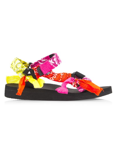 Shop Arizona Love Women's Trekky Colorblock Bandana Sandals In Fuchsia Mix