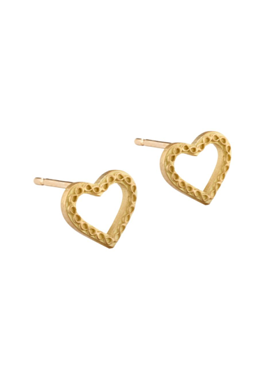 Shop Elizabeth Moore Women's Infinity 18k Yellow Gold Heart Stud Earrings