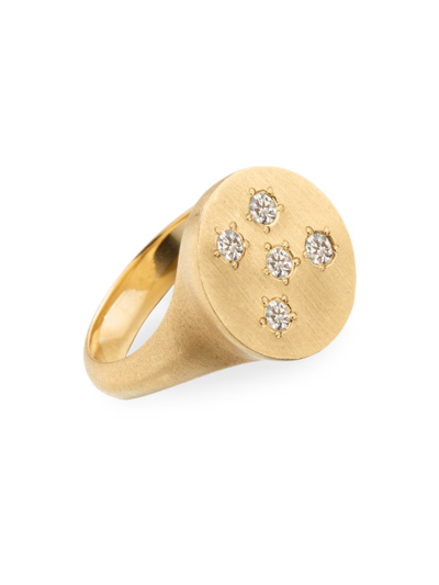 Shop Elizabeth Moore Women's Circle Of 5th's 18k Yellow Gold & Diamond Signet Ring