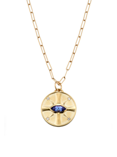 Shop Elizabeth Moore Women's Eye Of The Sun 14k Yellow Gold, Tanzanite, & Diamond Pendant Necklace