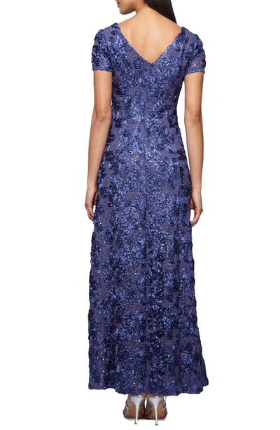 Shop Alex Evenings Embellished Lace A-line Gown In Violet Blue