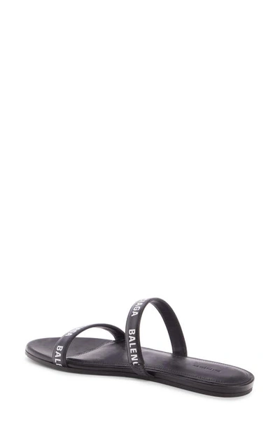 Shop Balenciaga Logo Slide Sandal In Black/ White