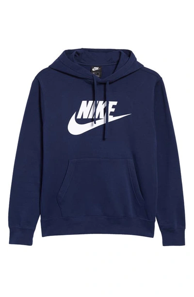 Shop Nike Sportswear Club Fleece Logo Hoodie In Midnight Navy/ White