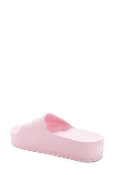 Shop Balenciaga Logo Platform Slide Sandal In Light Pink/ White