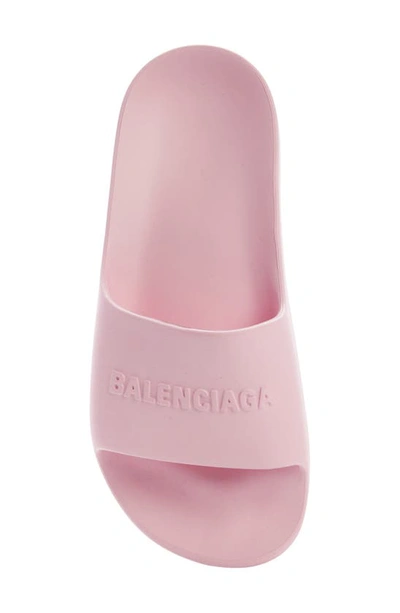 Shop Balenciaga Logo Platform Slide Sandal In Light Pink/ White