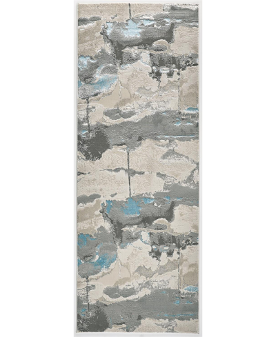 Simply Woven Azure R3525 2'10" X 7'10" Runner Area Rug In Silver-tone