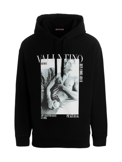 Shop Valentino `archivio' Hoodie In Black