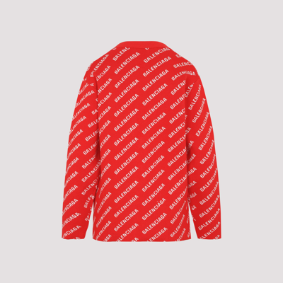 Shop Balenciaga Cotton All Over Cardigan Sweater In Red