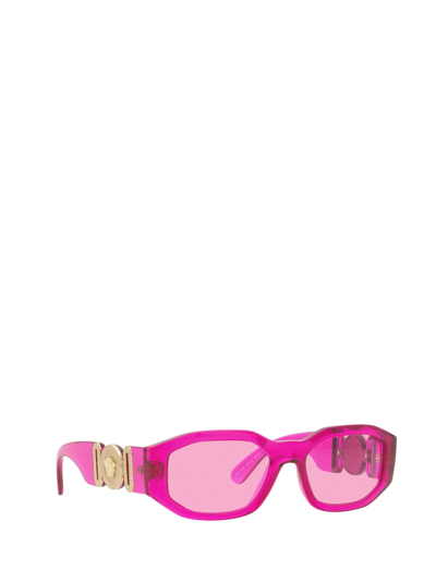 Shop Versace Eyewear Sunglasses In Transparent Fuxia
