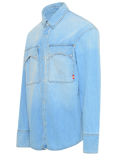 Shop Amish Light Blue Cotton Denim Texana Shirt