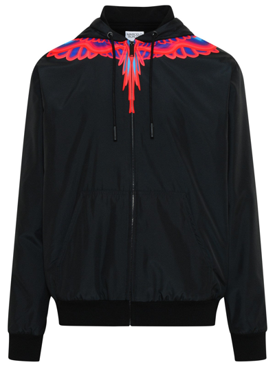 Shop Marcelo Burlon County Of Milan Black Nylon Curved Wings Jacket