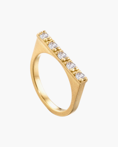 Shop Elizabeth Moore Diamond Circle Of 5ths Bar Ring In Yellow Gold