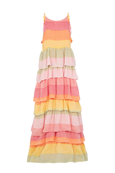 Shop Amotea Greta Dress In Rainbow Linen