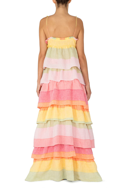 Shop Amotea Greta Dress In Rainbow Linen