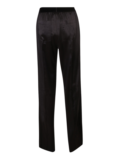 Shop Tom Ford Logo-patch Straight-leg Trousers In Black