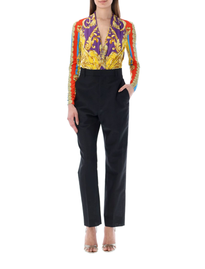 Shop Versace Heritage Print Bodysuit In Dark Orchid + Sun