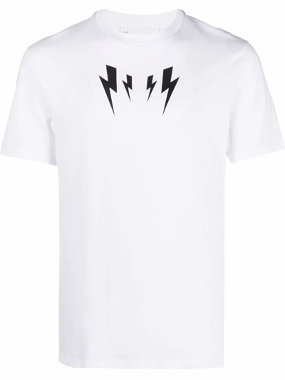 Shop Neil Barrett Men's White Cotton T-shirt