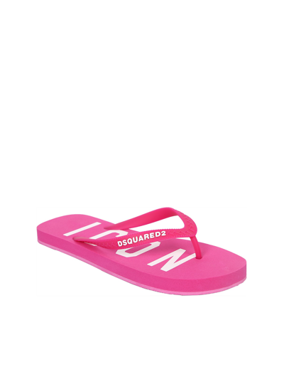 Dsquared2 Logo Printed Flip Flops In Pink | ModeSens
