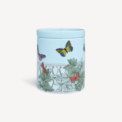 Shop Fornasetti Nel Mentre Large Scented Candle - Décor Farfalle E Balaustra - Fragrance Giardino Segreto In Multicolour