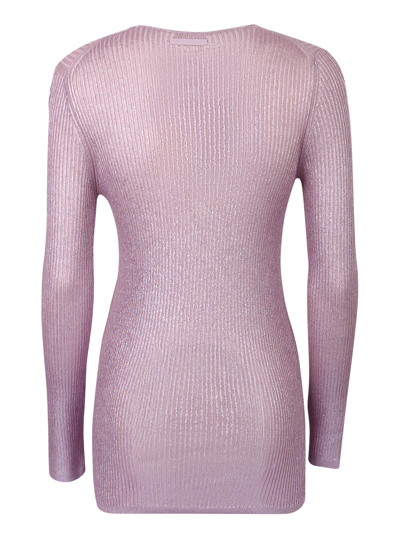 Shop Tom Ford Glossy Fine Ribbed Cashmere Top In Purple